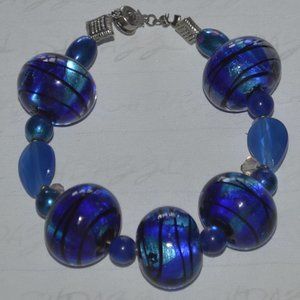 BIG BLUE GLASS BEADS, 8"